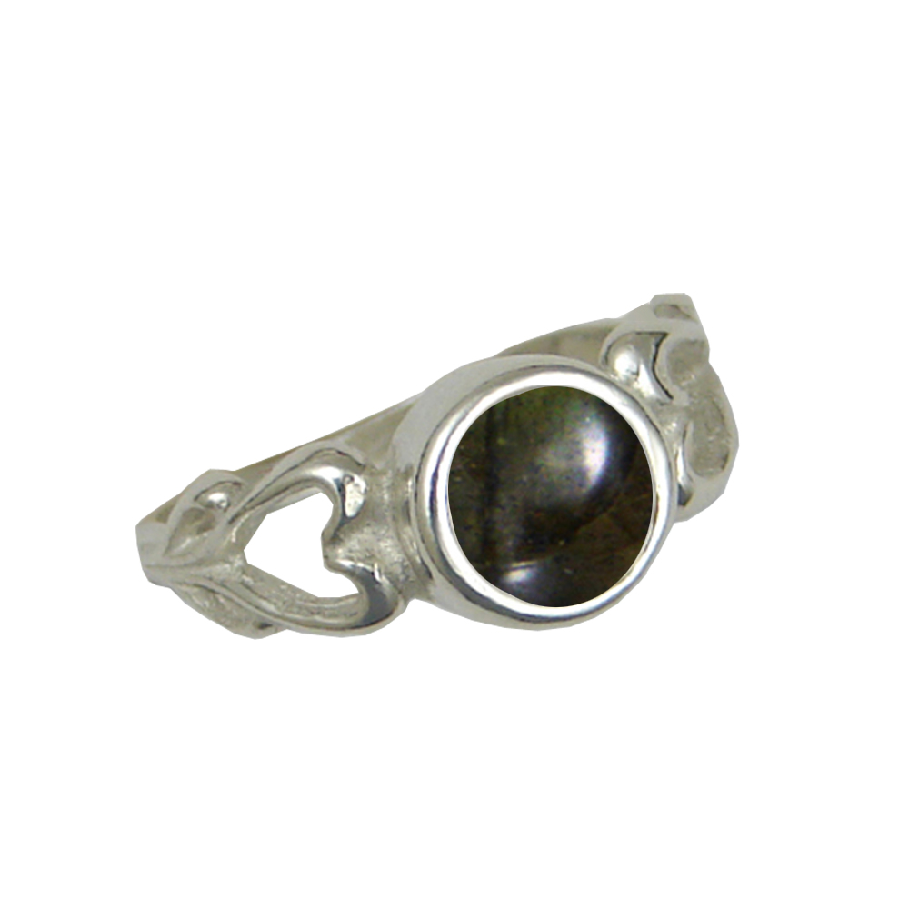 Sterling Silver When Two Hearts Are One Ring With Spectrolite Size 10